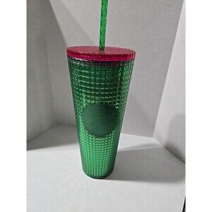 Starbucks Spring 2023 Watermelon Grid Green Pink Lid 24oz Cold Cup Tumbler